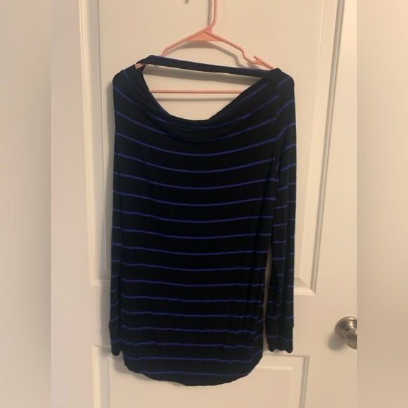 Black & Purple Small Striped Long Sleeve Top, Preloved - Picture 2 of 5